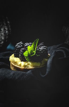 Homemade small cake with blackberries