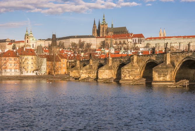 Charles Bridge over the river Vltava in Prague