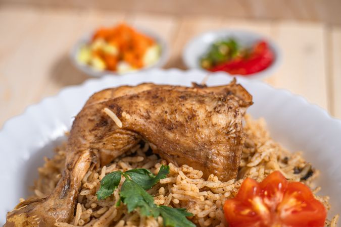 Kebuli rice with fried chicken