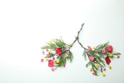 Lung concept made of branches and flowers with copy space