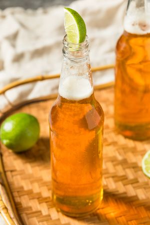 Refreshing Boozy Mexican Lager Beer with Lime