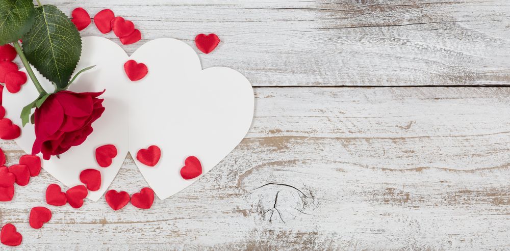 Valentine’s card with love on wood