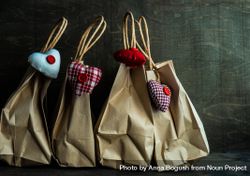 Gift bags with tartan heart ornaments  41llJ8