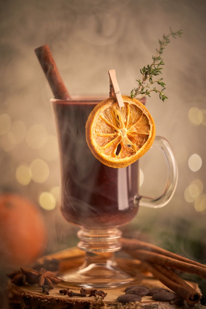 Mulled wine amidst smoke in room