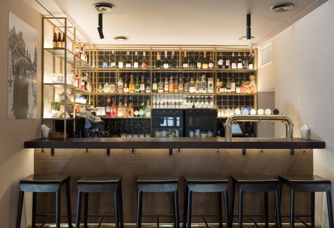 Small bar in cozy restaurant