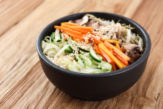 Dolsot Vegetarian Bibimbap, Korean Stone Bowl Roasted Mix Rice