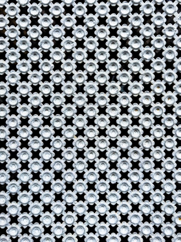 Flower patterned metal grill texture for window