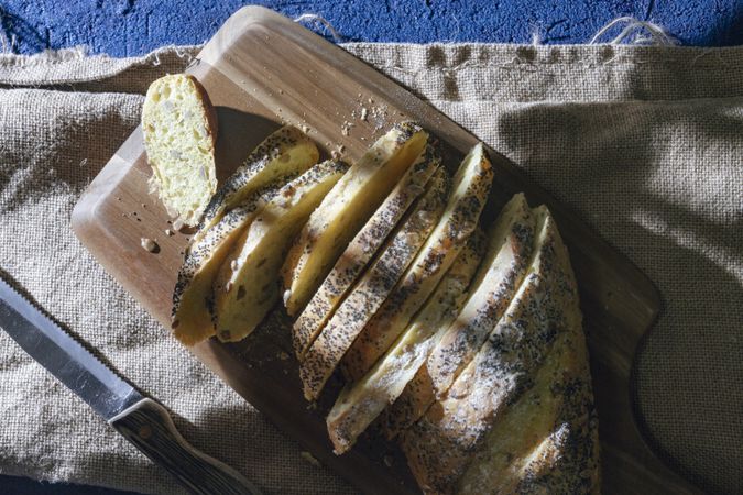 Neatly sliced bread for breakfast