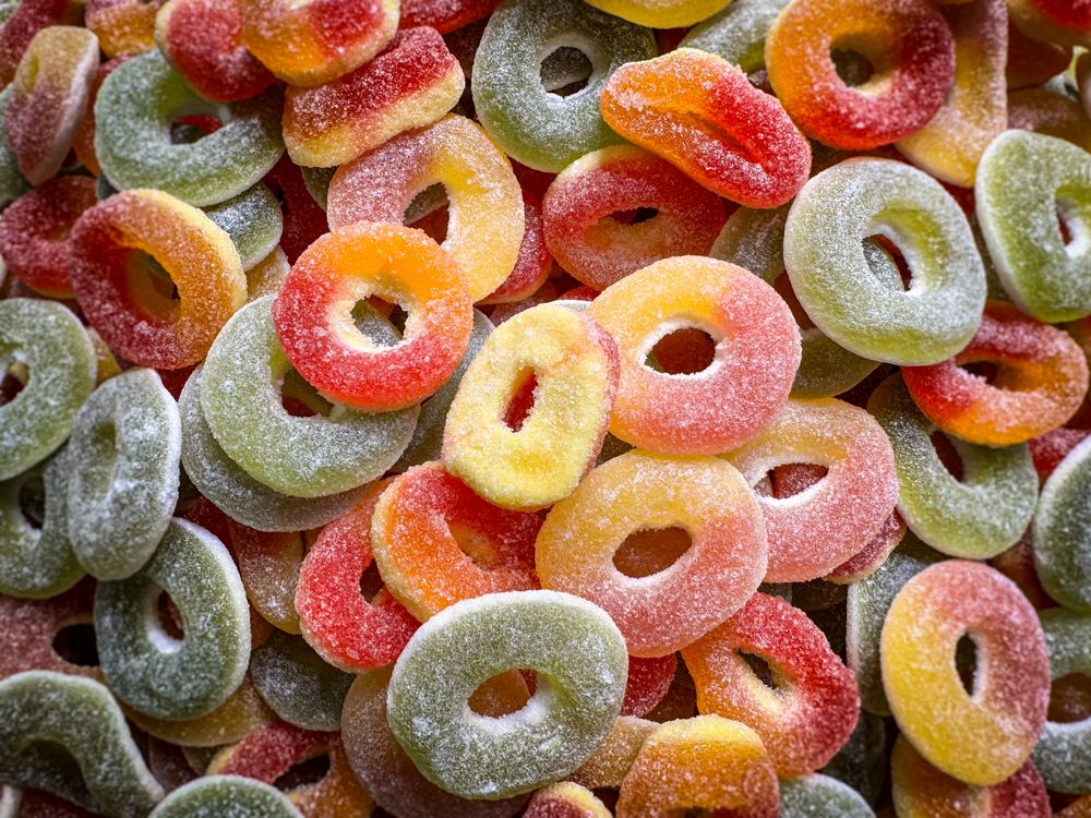 Sugar coated gummy loops