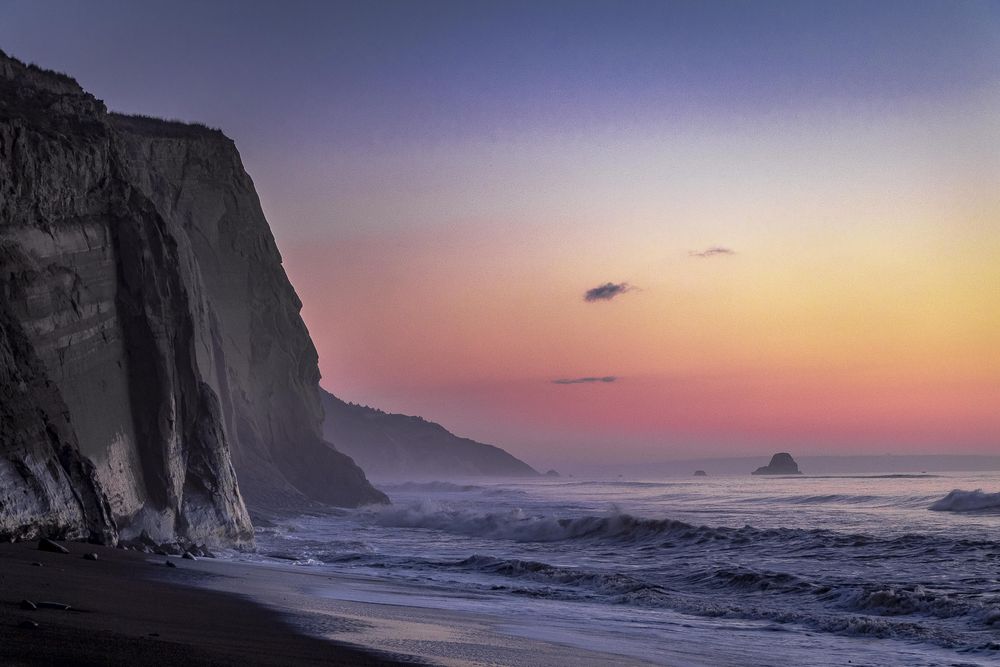 Deep cliffs of the pacific north west during sunset