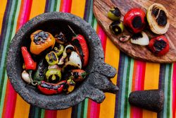 Grilled vegetables on tray