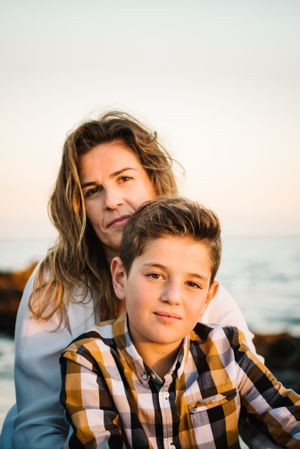 Mother with her son at beach