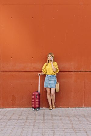 Tourist talking on phone