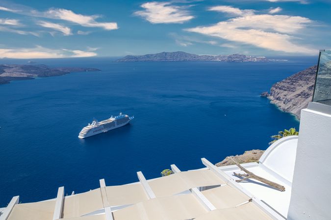View of cruise ship in the Aegean Sea