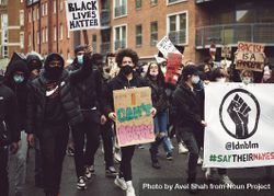 London, England, United Kingdom - June 6th, 2020: Group of young adults marching at BLM protest 5oDo14