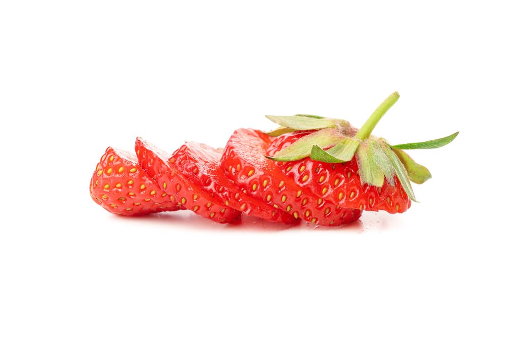 Tasty red strawberry isolated on plain background. Summer berry