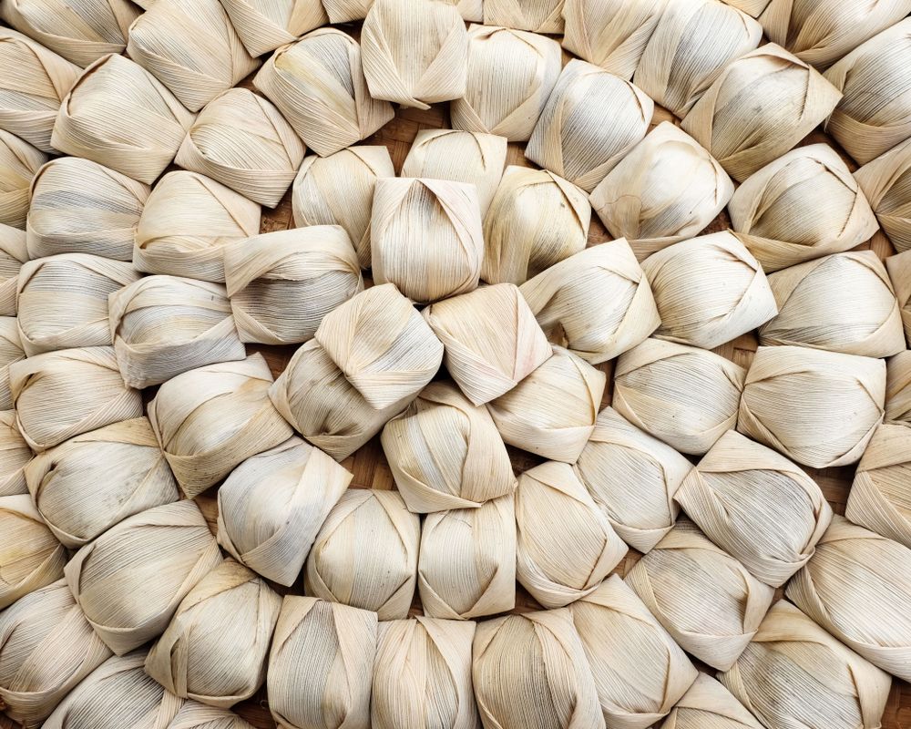 Wajit Cililin, sticky rice steamed in corn leaf, traditional Indonesian street food