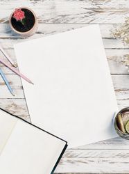 Blank sheet on the table