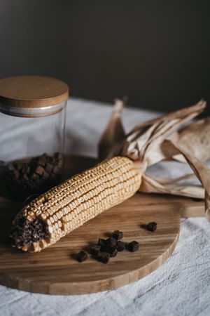 Corn and spice on table