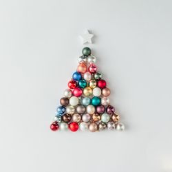 Christmas tree made of colorful bauble decorations