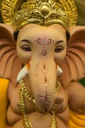 A beautiful idol of Lord Ganpati on display at a workshop in Mumbai, India for the festival of Ganesh Chaturthi