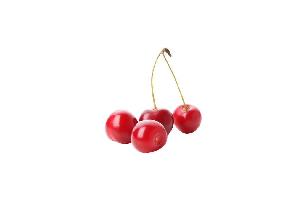 ripe cherry fruits, isolated on blank background