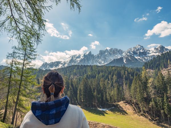 Woman looking at amazing landscape