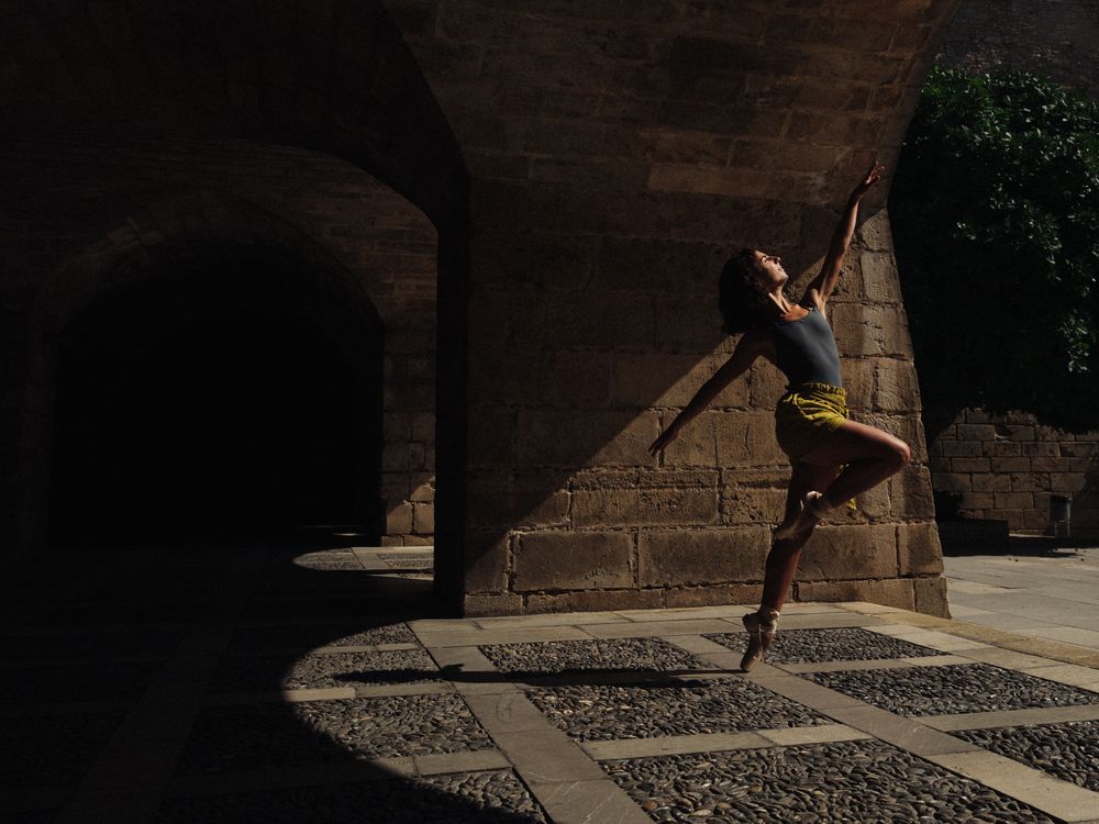 Anonymous ballet dancer performing on street