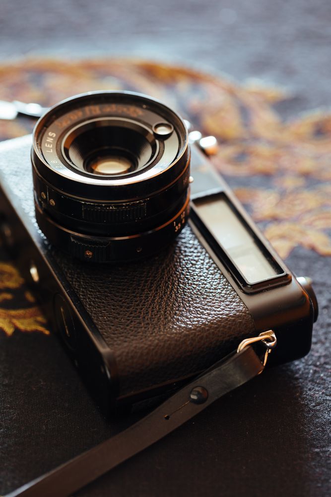Vintage camera on a decorative table
