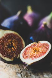 Fresh figs halved, selective focus, close-up