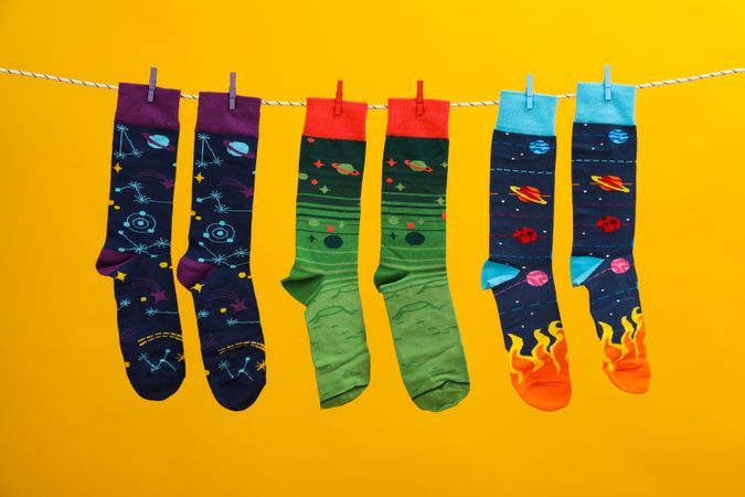 Concept of clothes for legs - different socks