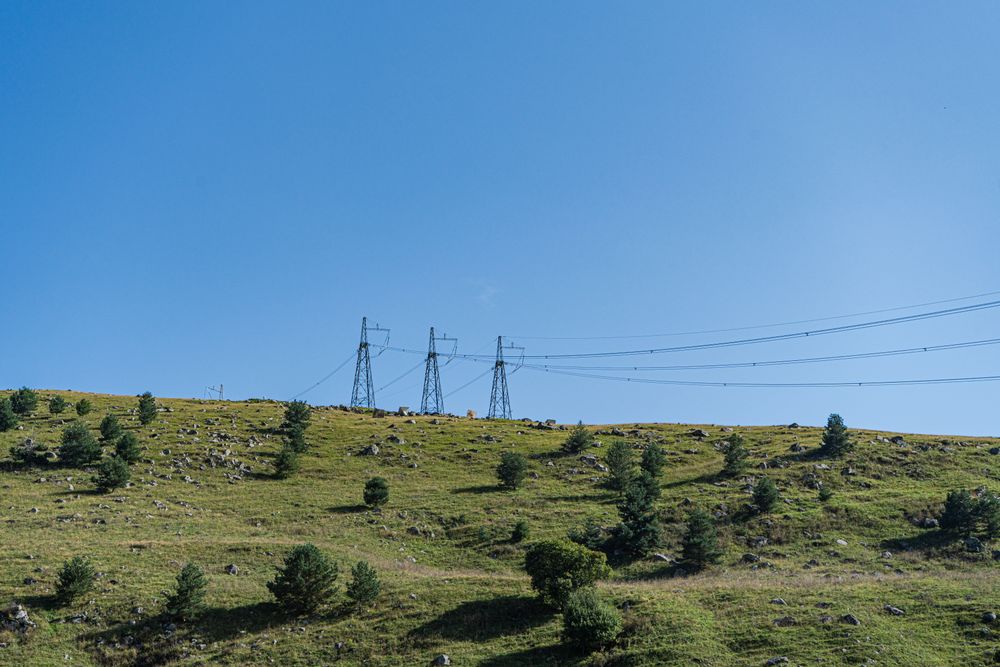 High voltage electricity tower landscape