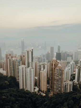 High-angle view of Hong Kong city skyline