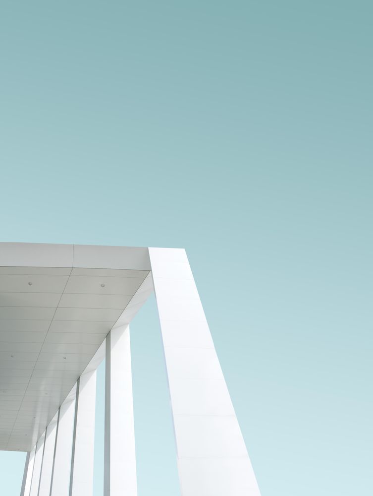Bright modern pillars on building facade