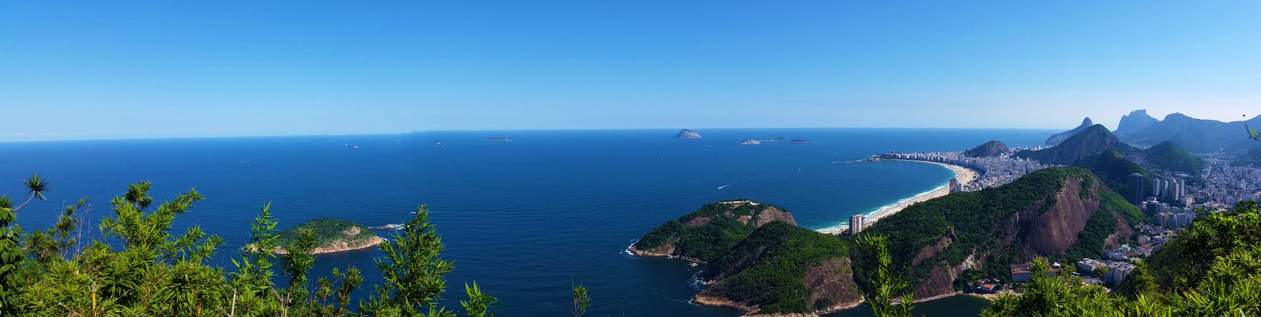 View out to the horizon from the hills of a Brazilian beach town