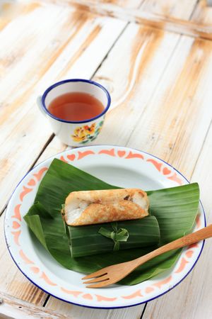 Serabi solo, Indonesian rice pancakes with tea