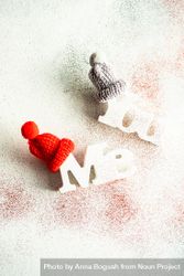 Valentine's day concept of "Me" & "You" blocks with little wintry hats 4NEExr