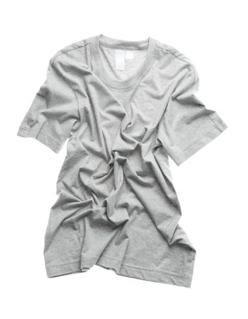 Crumpled gray t-shirt isolated on plain background