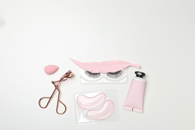 concept of cosmetology tools and beauty treatment, false eyelashes