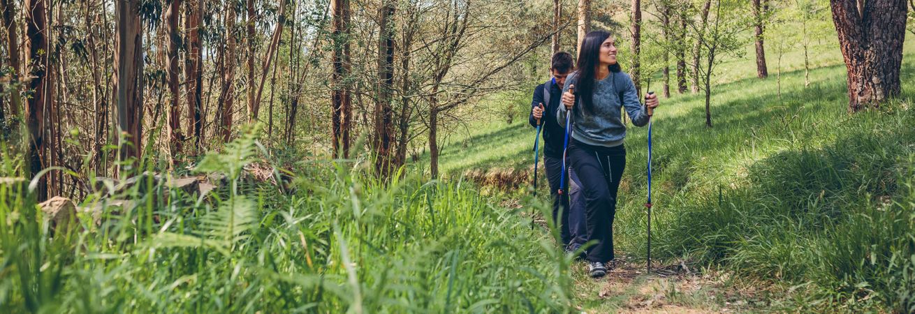 Couple of hikers doing trekking