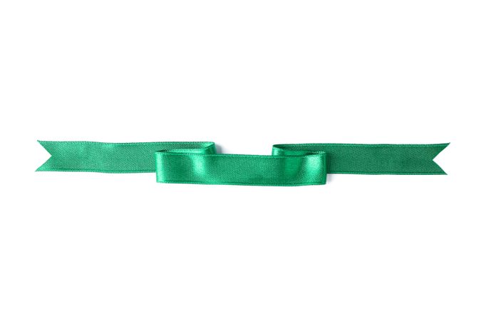 Green ribbon isolated on blank background. Gift concept