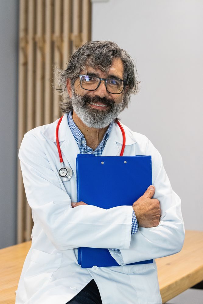 Smiling doctor looking at camera in hospital