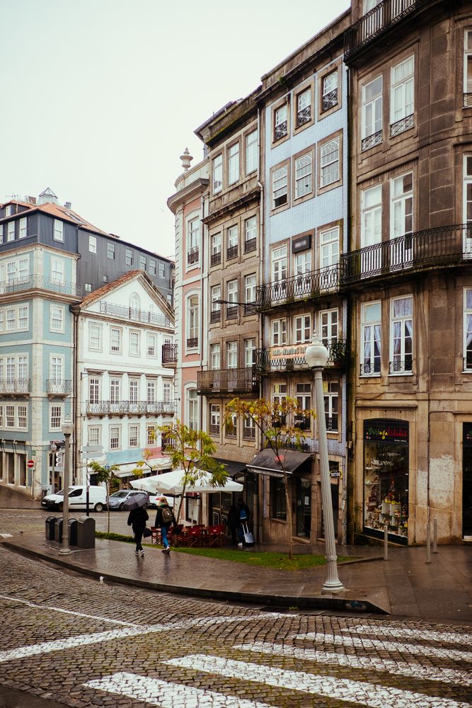 PORTO, PORTUGAL - February, 11, 2019 : People on beautiful city street