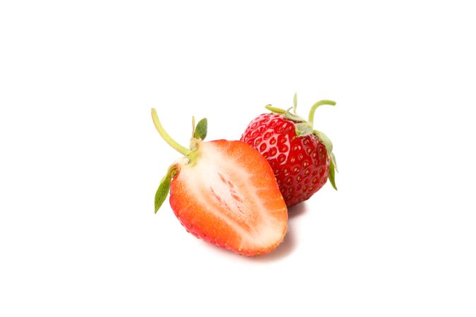 Tasty red strawberry isolated on plain background. Summer berry