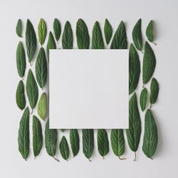 Green in pattern on light background with paper card