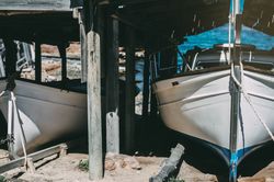 Boats anchored in the pier