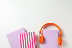 Concept of audio book, space for text