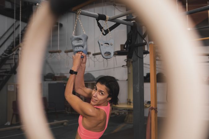 Athletic woman training in gym