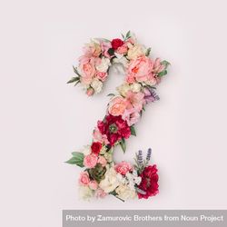 Number 2 made of real natural flowers and leaves 5XENk4