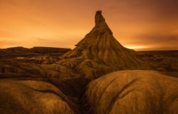 Top of stone desert hill and wonderful sky